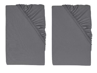 LIVARNO® Napínacia džersejová plachta, 90-100 x 200 cm, sivá, 2 kusy
