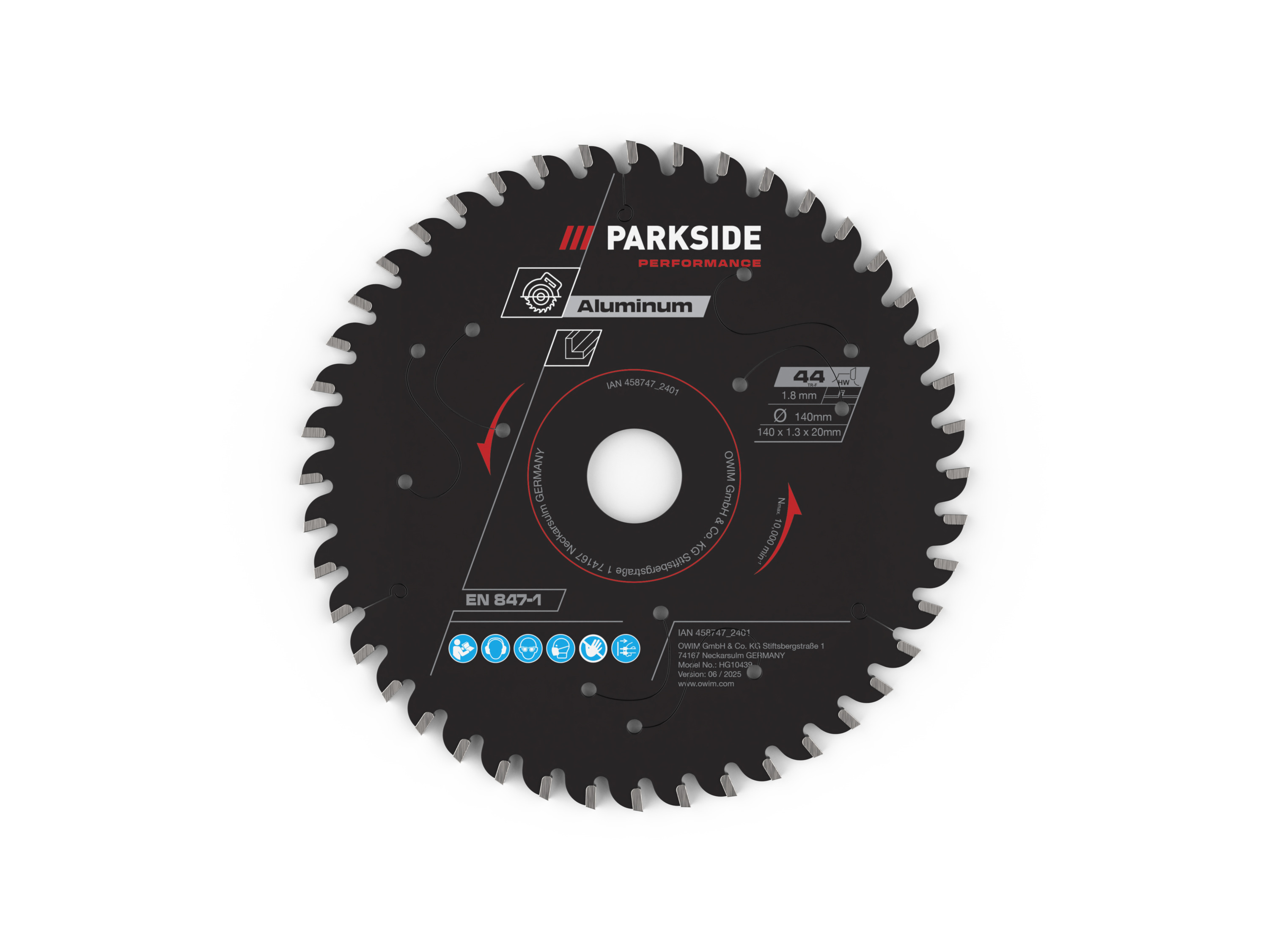 PARKSIDE PERFORMANCE® Pílový kotúč, 140 mm (hliník, 44 zubov)