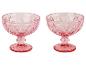 Dve ružové sklenené misky na dezert, vintage štýl.