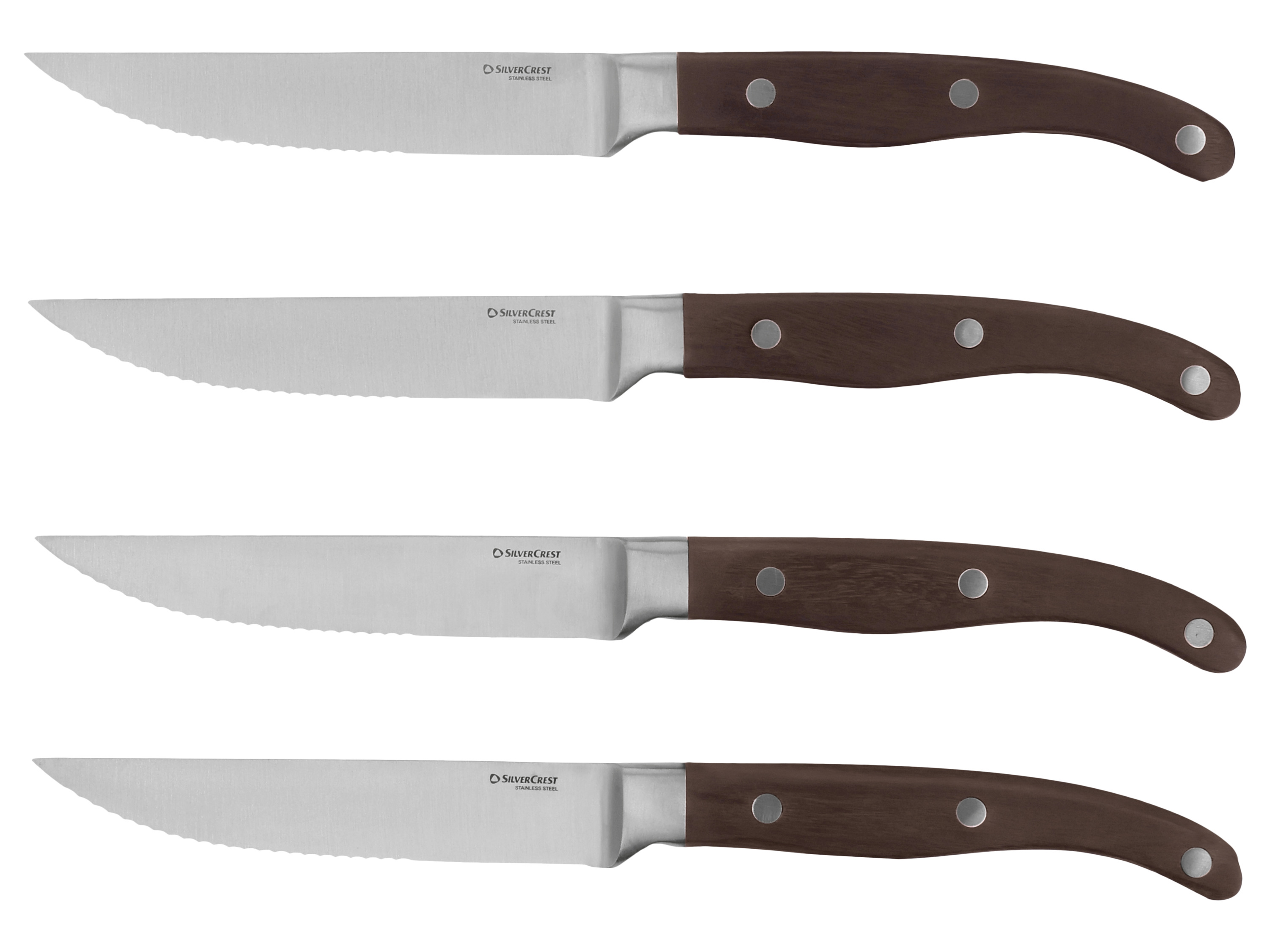 SILVERCREST® Steakové nože, 4 kusy (čierno-hnedá)