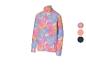 Detská flísová bunda s farebným tie-dye vzorom a zipsom.