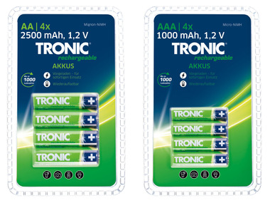TRONIC® Nabíjateľné batérie, 4 kusy