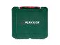 Zelený box na náradie Parkside s červeným uzáverom.
