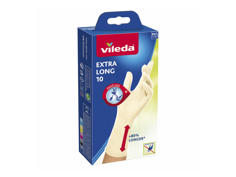 Vileda Hubka/Utierka/Rukavice (rukavice extra dlhé, 10 kusov (M/L))