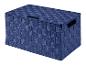 Tmavomodrá pletená úložná škatuľa.