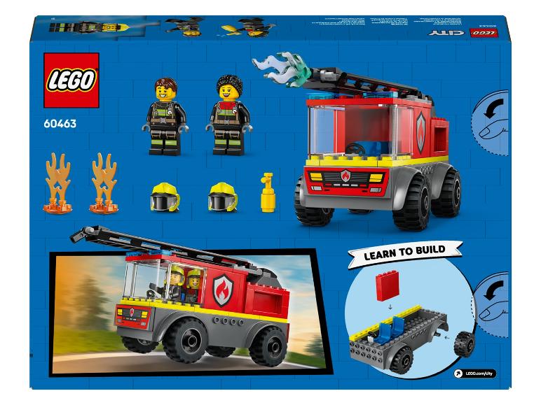 LEGO City Hasičské auto (60463) s dvoma minifigúrkami, hasičskými doplnkami a návodom na stavbu.