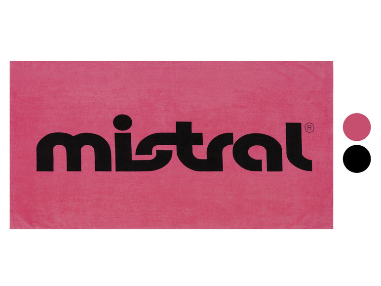 Ružový uterák s logom Mistral.