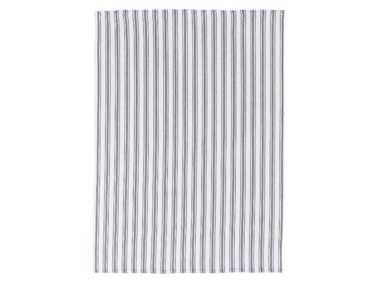 Biela kuchynská utierka so sivými zvislými pruhmi