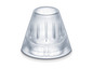 Priehľadný, kužeľovitý plastový kryt pre sluchadlo.