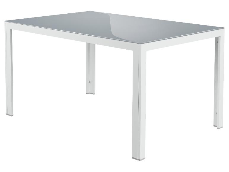 Livarno home Hliníkový záhradný stôl Houston + Hliníkové kreslo Houston s vysokým operadlom, 4 kusy