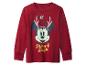 Červené tričko s dlhým rukávom s Minnie Mouse s parožím a nápisom „Merry & Bright“.
