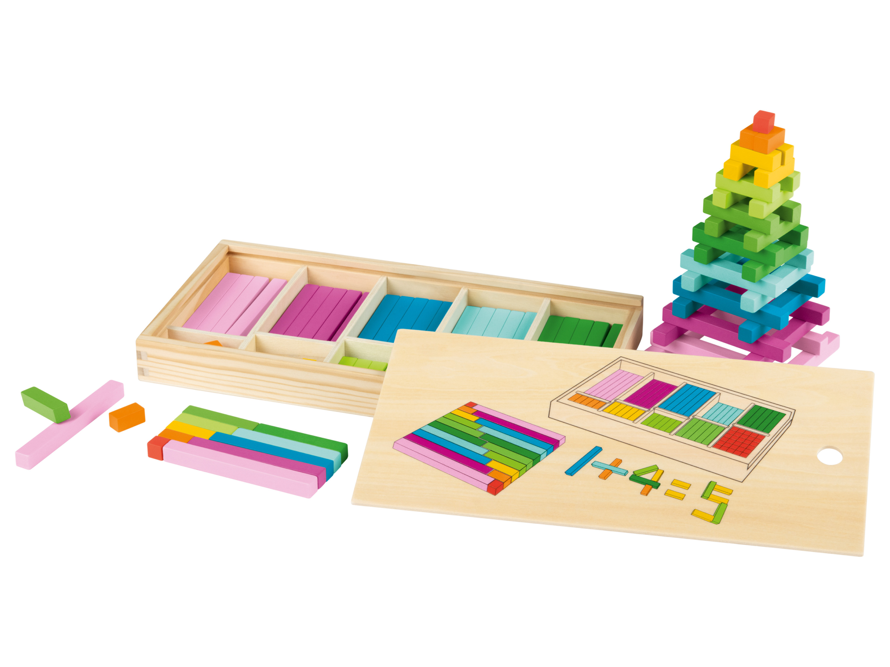 Playtive Drevené hračky na počítanie Montessori (paličky na počítanie)