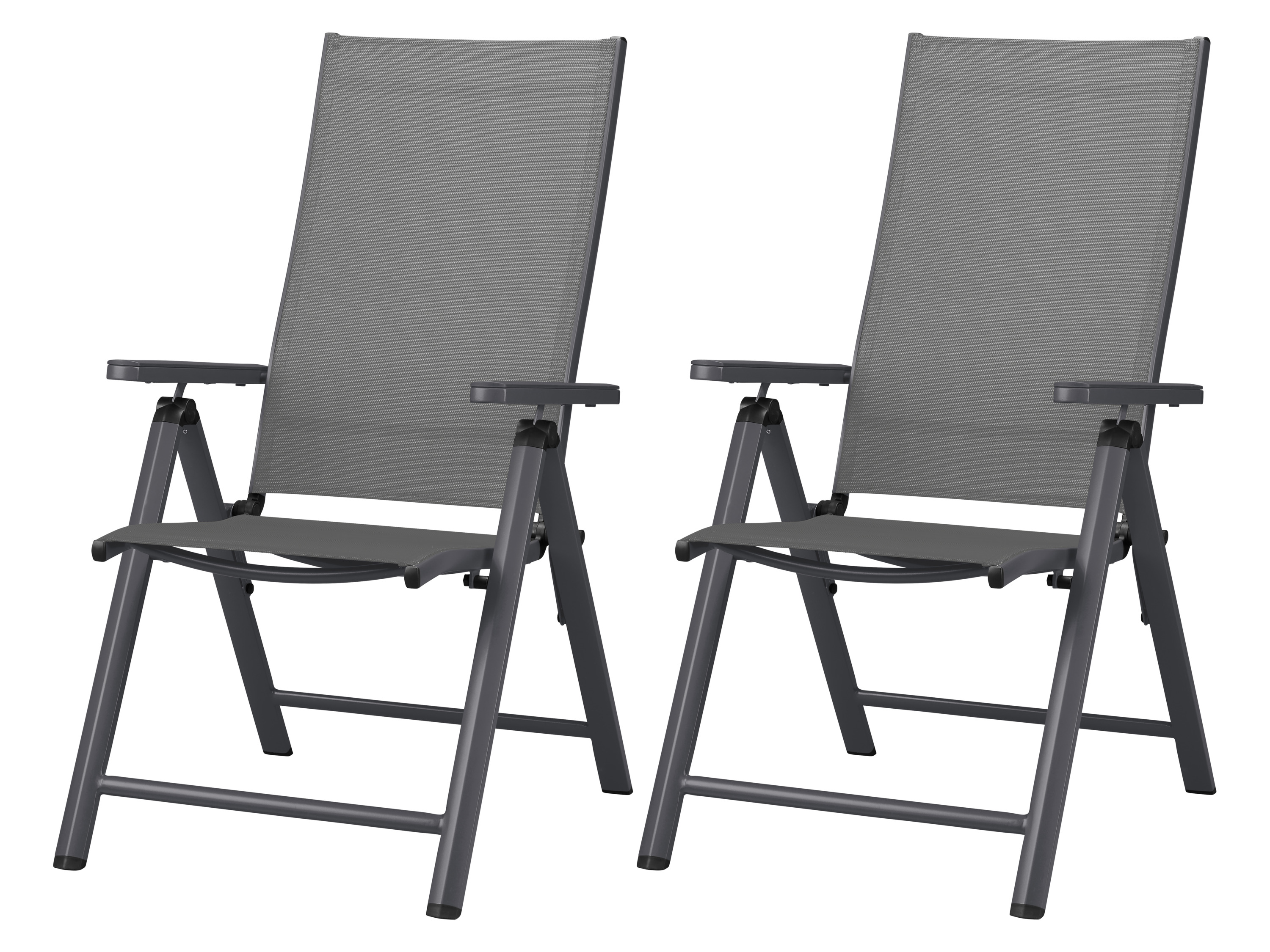 LIVARNO® Záhradné hliníkové kreslo Houston, 2 kusy, sivé