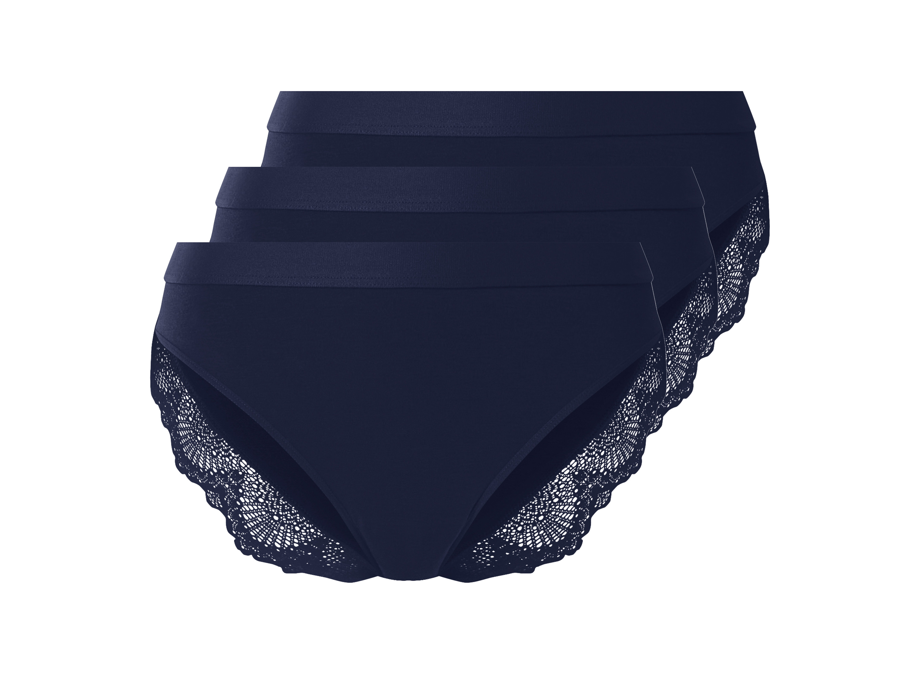 esmara® Dámske nohavičky s čipkou, 3 kusy (navy modrá, S (36/38))
