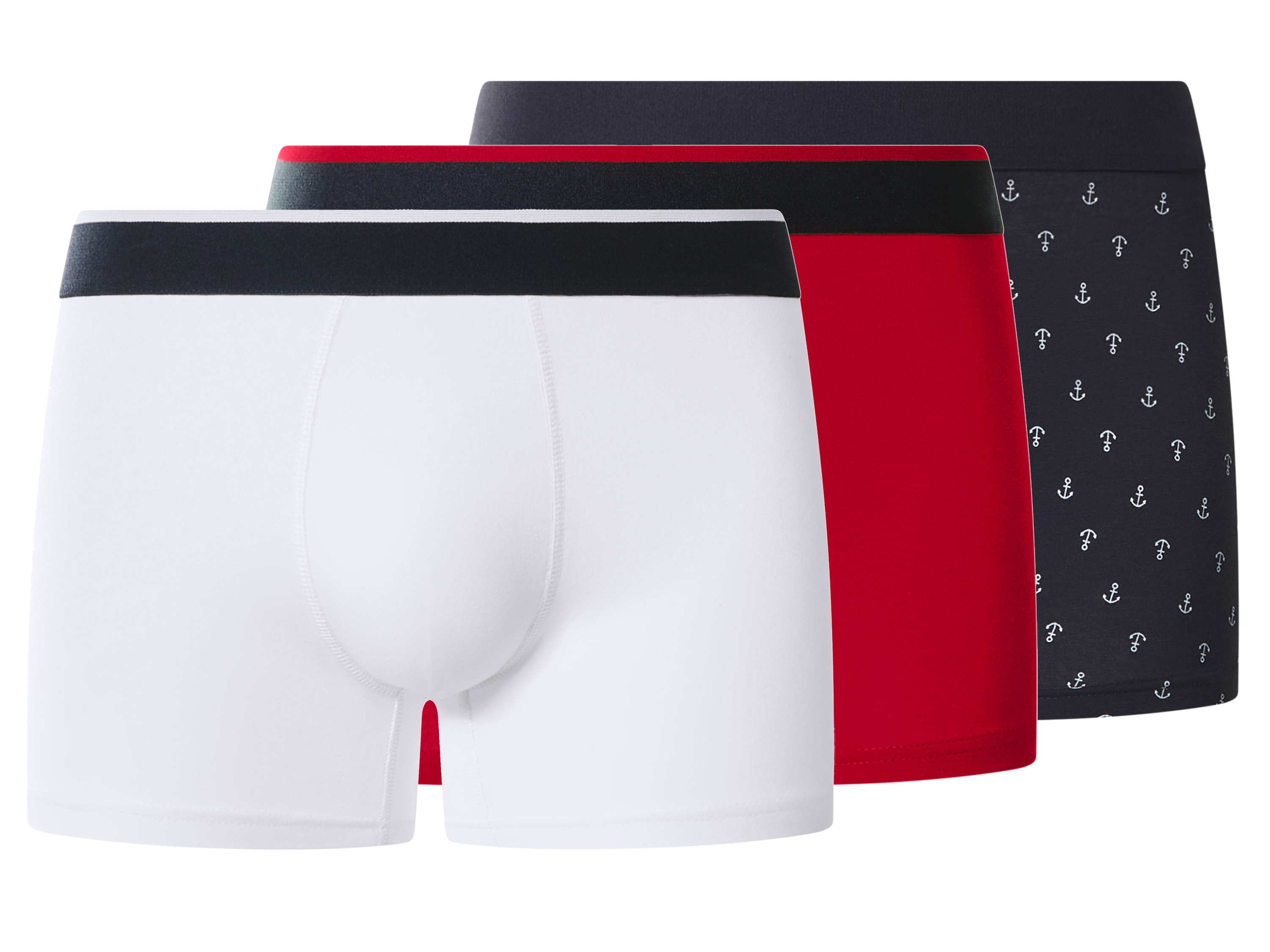 esmara Men Pánske boxerky, 3 kusy (červená/námornícka modrá/biela, 6/L)