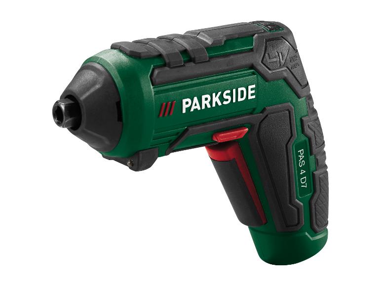 Akumulátorový skrutkovač PARKSIDE PAS 4 D7 v zelenej a čiernej farbe