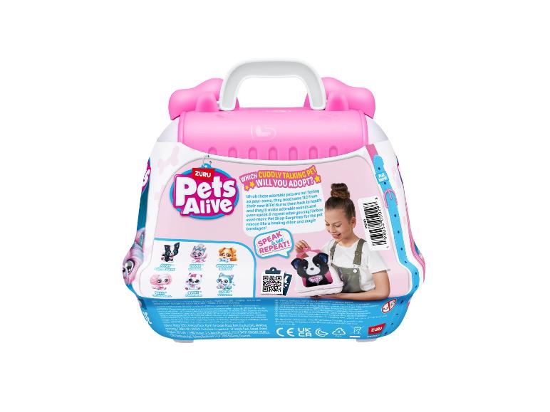 Ružové balenie hračky Pets Alive, s dievčatkom držiace šteniatko a rôznymi plyšovými zvieratkami.