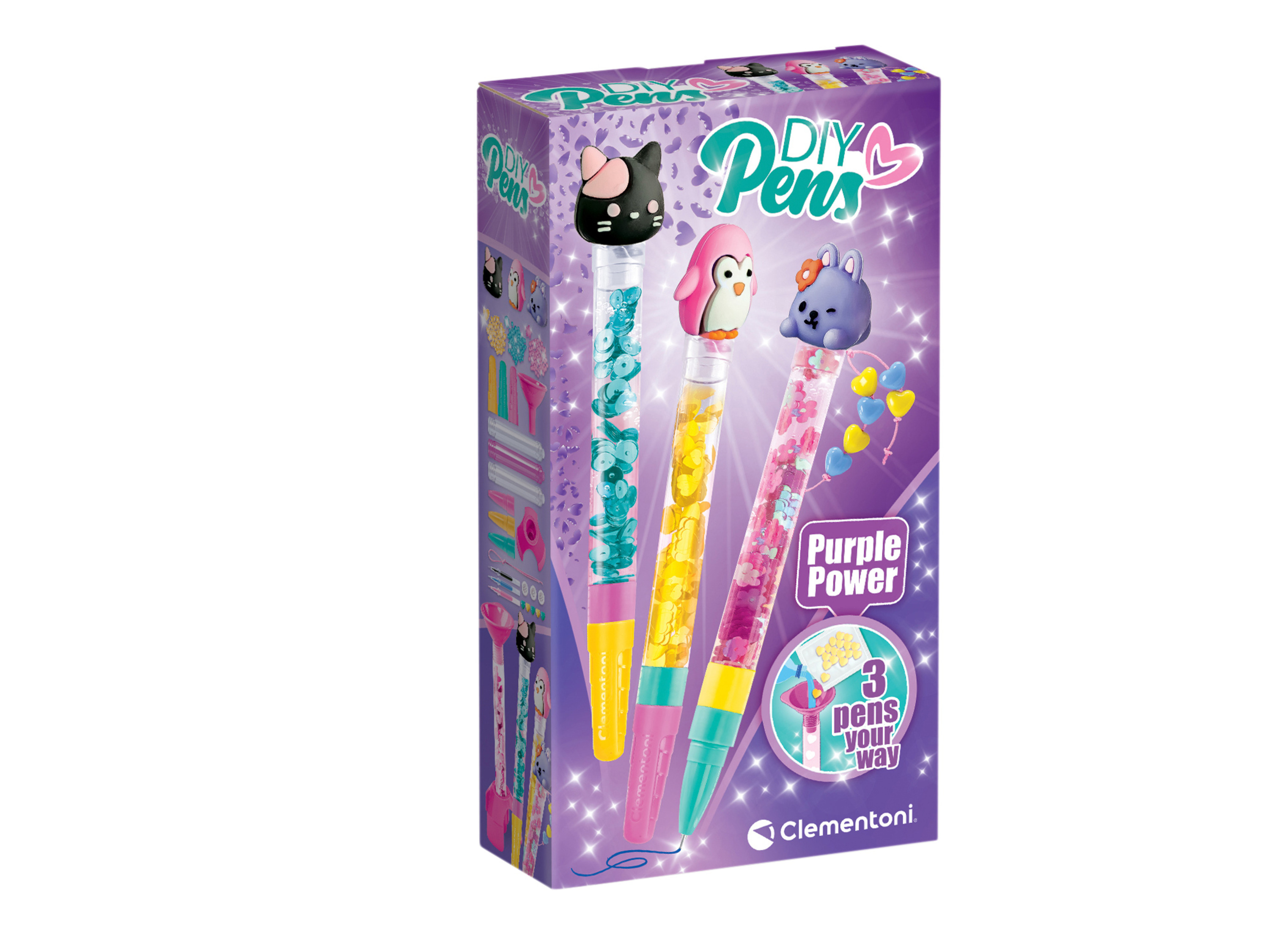 CLEMENTONI Kreatívna súprava na vytvorenie personalizovaných pier/zvýrazňovačov (perá Fantasy-Purple Power)