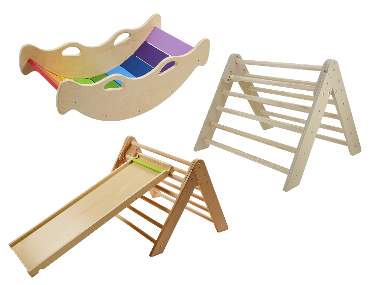 lupilu® Balančná hojdačka Premium + Trojuholníková preliezka Premium + Rebrík a šmýkačka 2 v 1 Premium