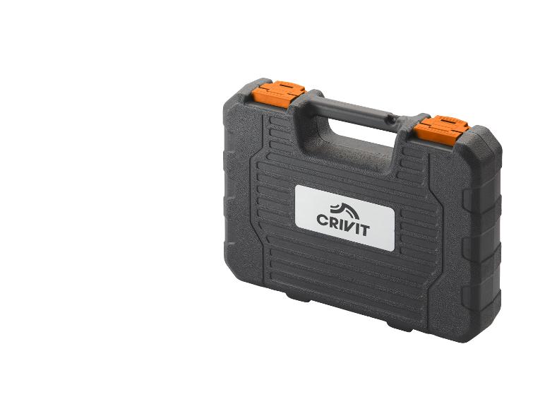 Čierny kufrík na náradie Crivit s oranžovými sponami
