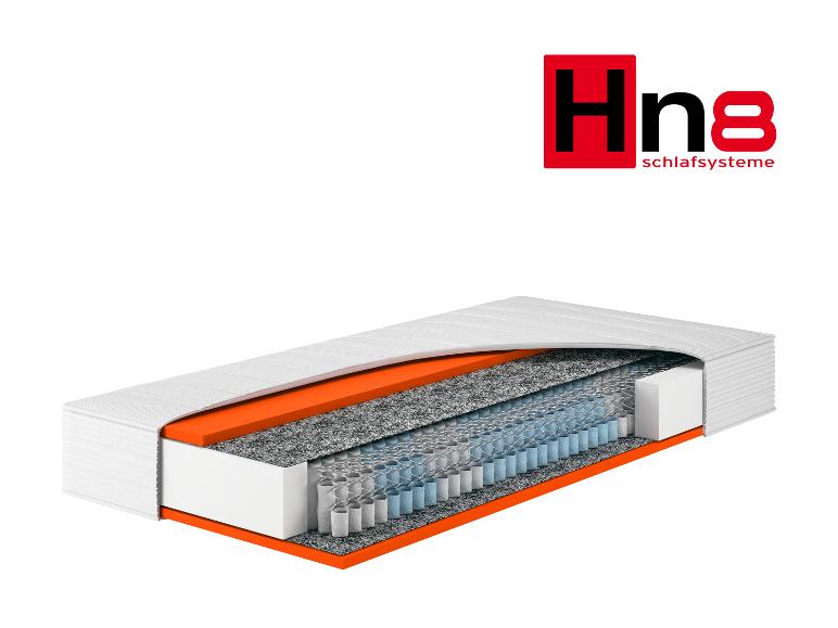 Matrac Hn8 Schlafsysteme s prierezom zobrazujúcim pružiny a vrstvy.