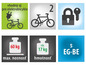 Ikona nosiča elektrobicyklov s informáciami o nosnosti 60 kg, hmotnosti 17 kg, 2 bicykloch a zabezpečení