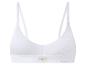 Biely dámsky bralette s rebrovanou textúrou a nápisom „LOVE COTTON“