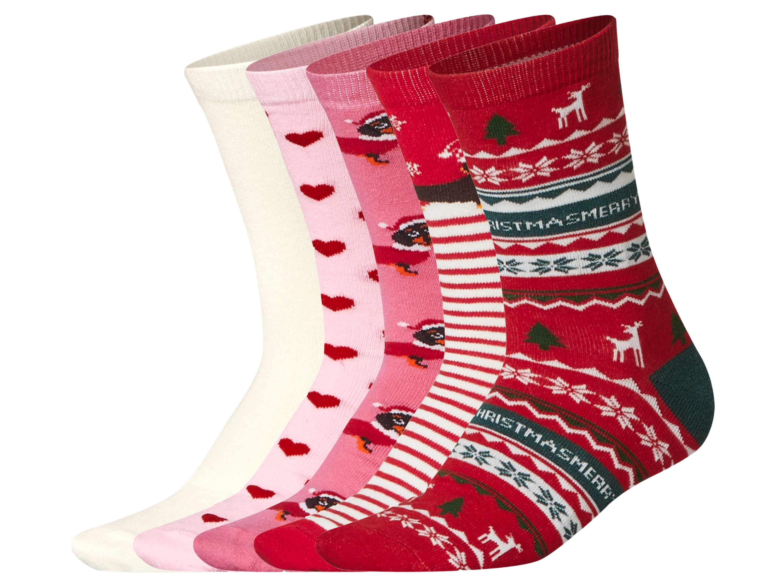 esmara® Dámske ponožky, 5 párov (ružová/biela/červená, 39/42)
