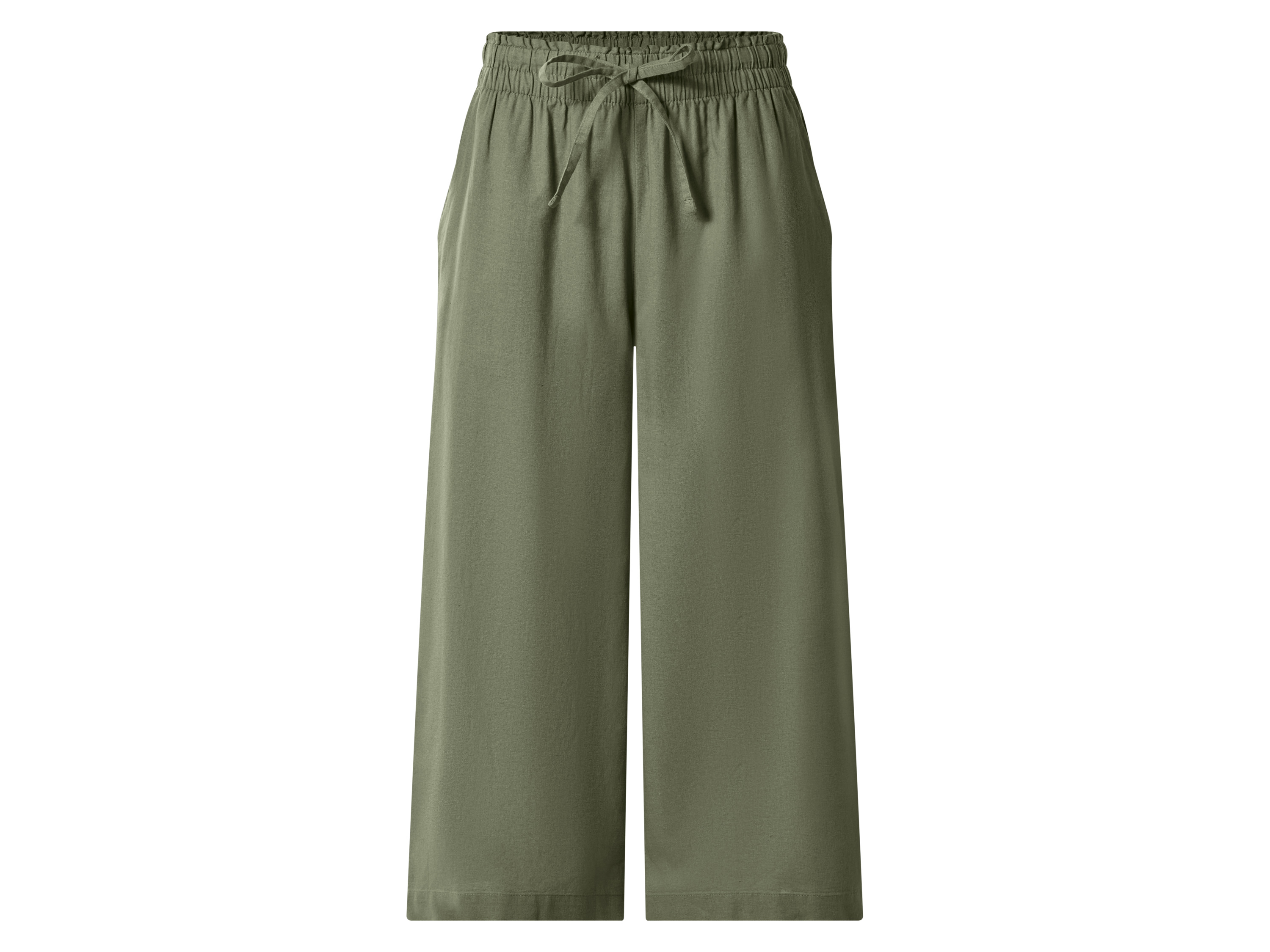 esmara® Dámske culotte nohavice s ľanom Premium (zelená, L (44/46))