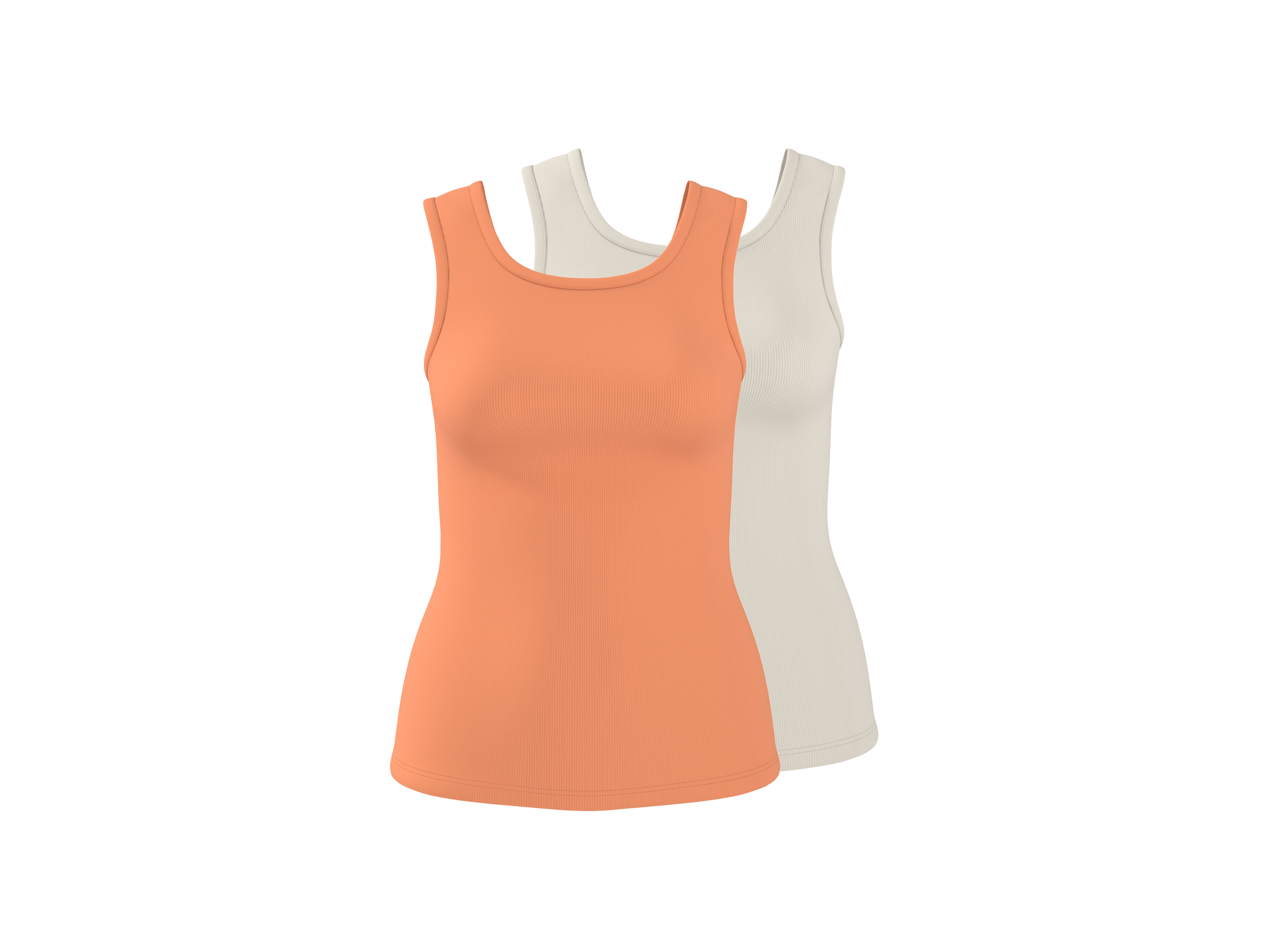 ESMARA® Dámsky rebrovaný top, 2 kusy (biela/oranžová, XS (32/34))