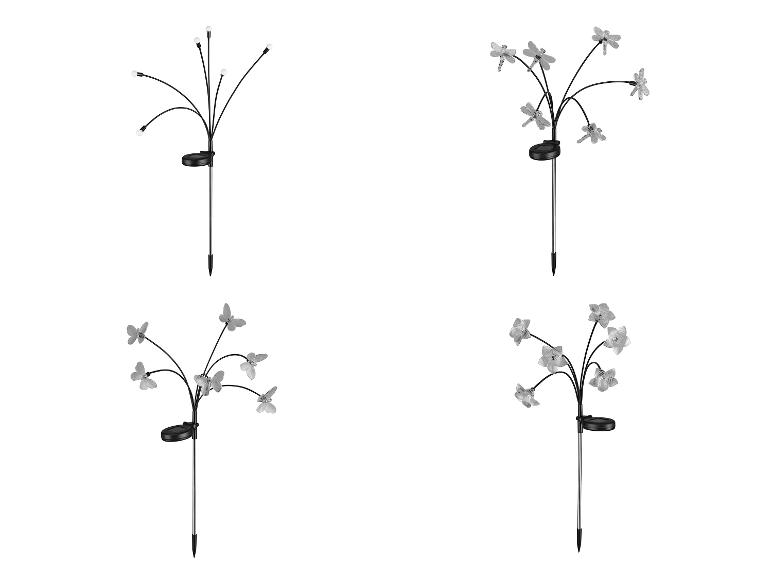 Dekoračné solárne lampy: motýle, vážky a svetlá.