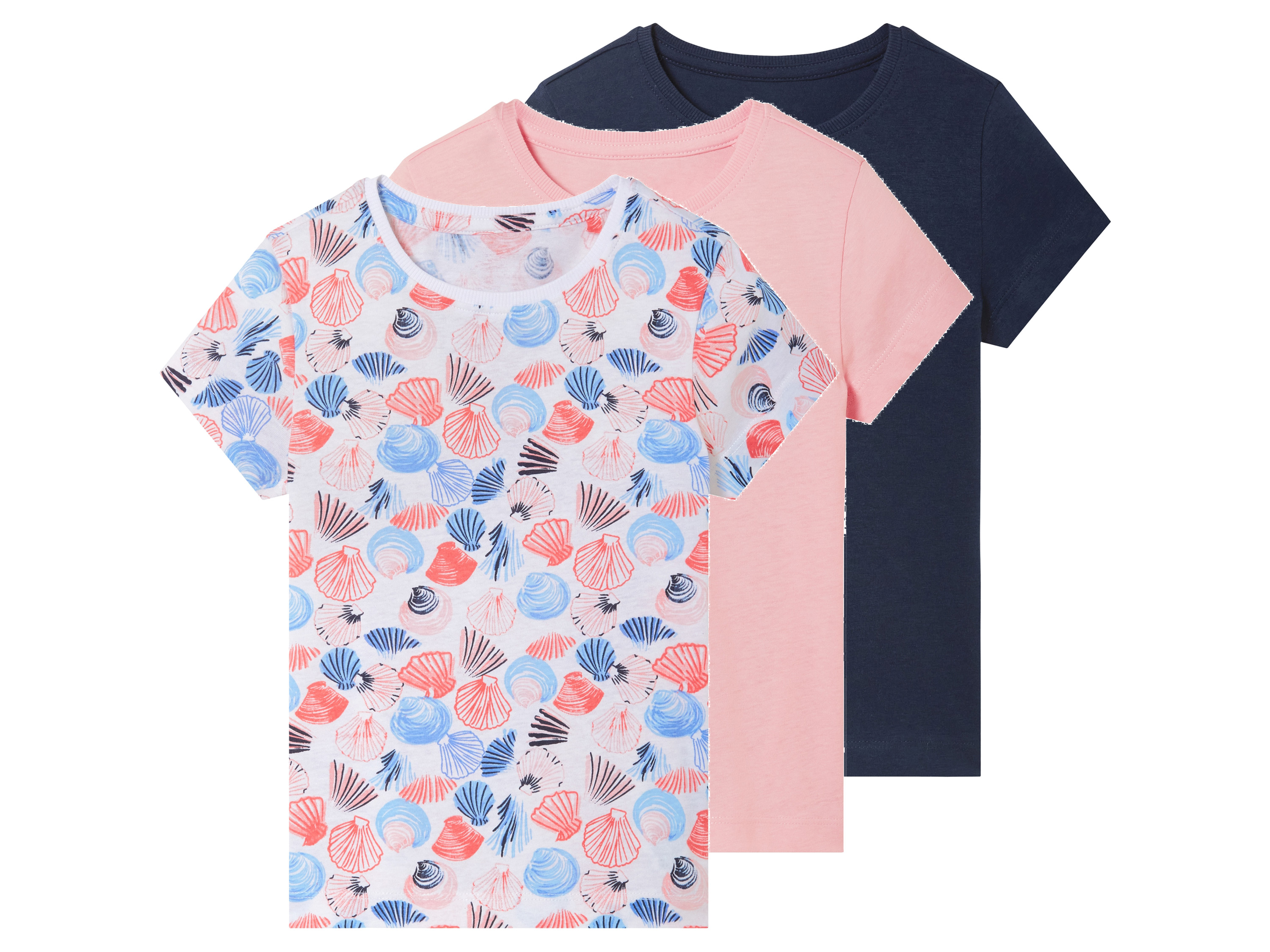 lupilu® Dievčenské tričko, 3 kusy (rose/navy/AOP, 98/104)