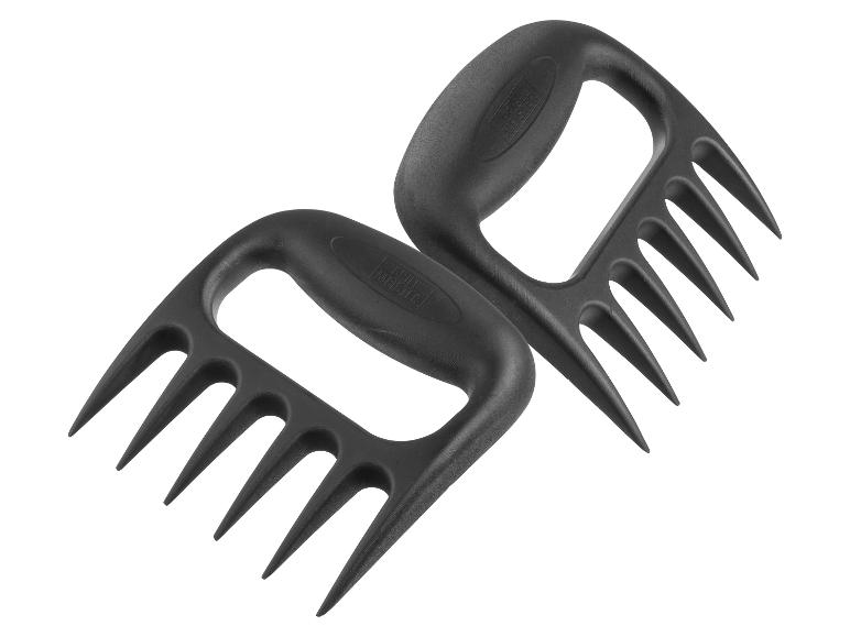 Dve čierne Grill Meister pazúriky na mäso na grilovanie.
