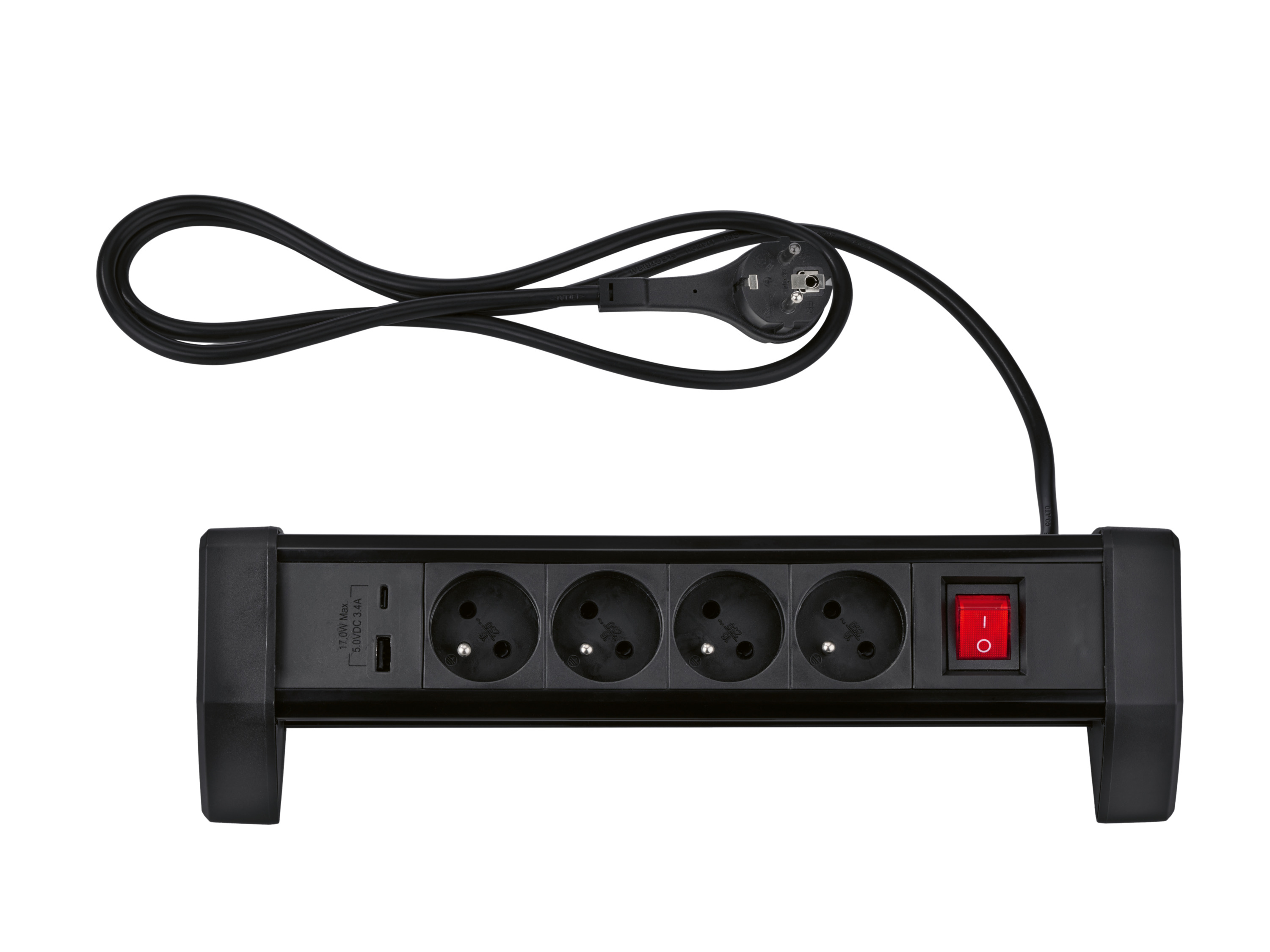 TRONIC® Zásuvková lišta (zásuvková lišta, čierna)