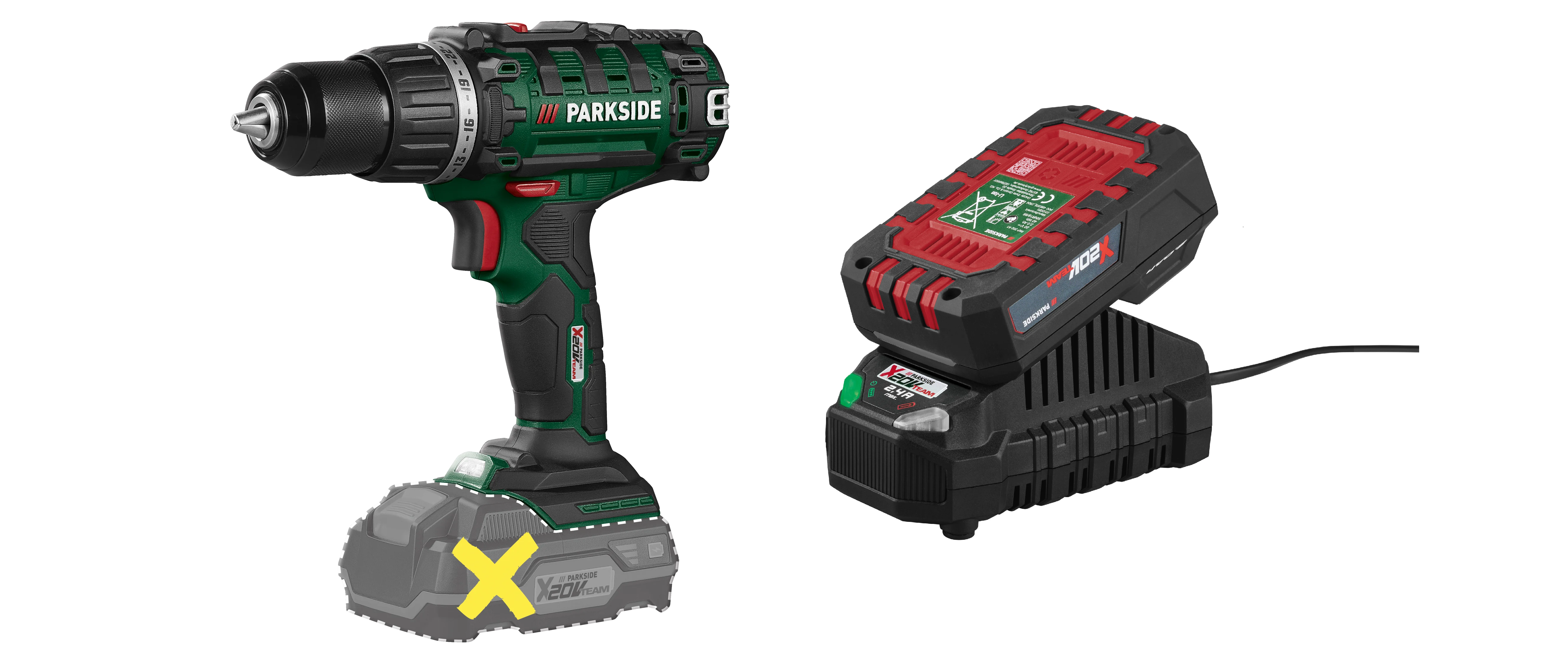 PARKSIDE® Aku vŕtací skrutkovač PABS 20-Li I9 + Akumulátor 20 V/2 Ah PAP 202 A1 + Nabíjačka na akumulátor 20 V/2,4 A PLG 20 C1