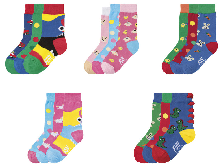 Prejsť na zobrazenie na celú obrazovku: Fun Socks Detské ponožky, 3 páry – obrázok 1