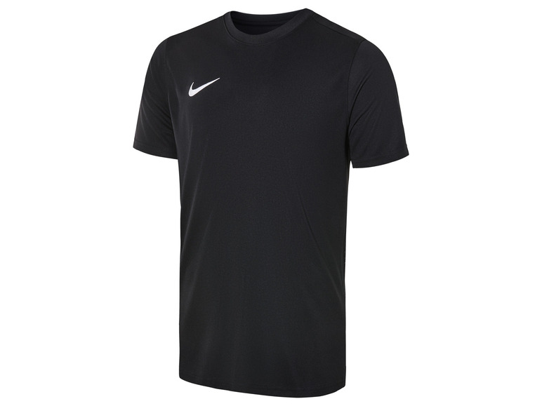 Čierne tréningové tričko Nike s bielym logom Swoosh.