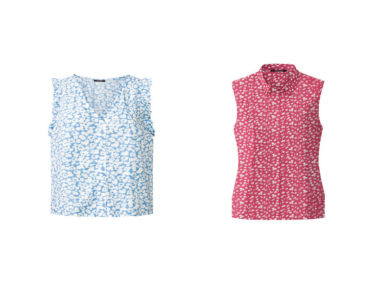 Dve dámske blúzky s kvetinovým vzorom.