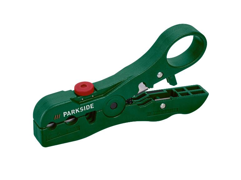 Zelený káblový stripper Parkside na strihanie drôtov.