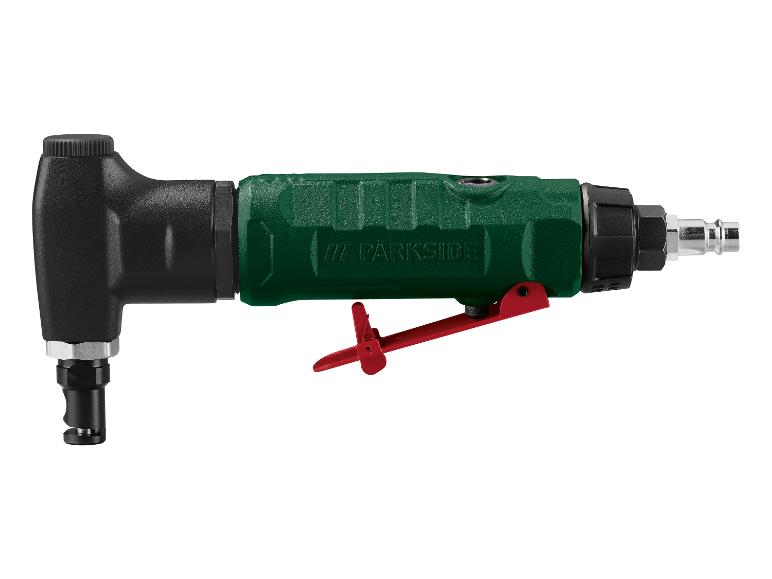 Zelený pneumatický dláto Parkside s červeným spínačom.