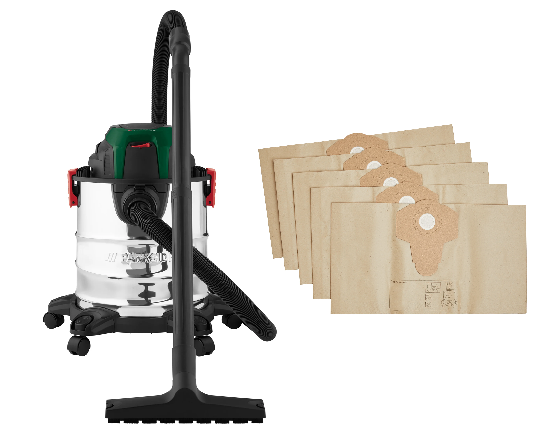 PARKSIDE® Vysávač na mokré a suché vysávanie PWD 20 C3 + Filtračné vrecká PFT 20 A1, 12 kusov