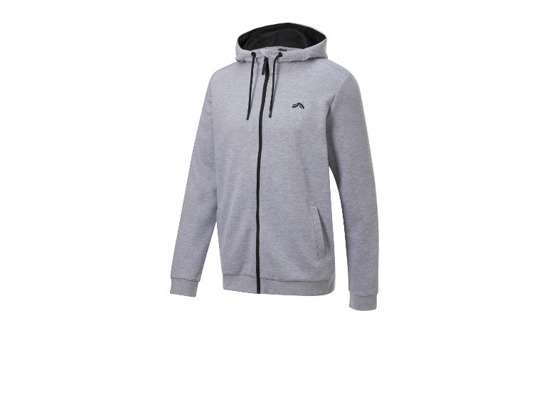 Sivá mikina na zips s kapucňou.
