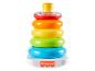 Fisher-Price stohovateľná hračka s farebnými krúžkami a hrkálkou na vrchnom krúžku.