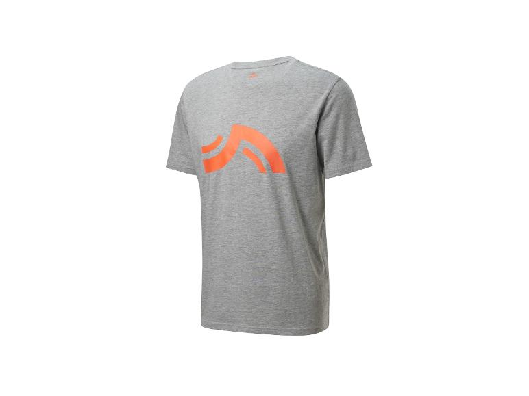 Sivé tričko Crivit s oranžovým logom.