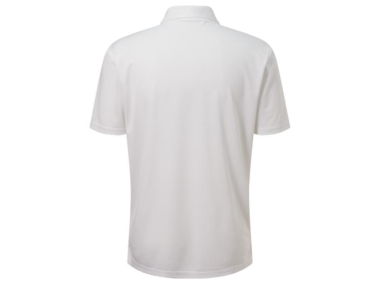 Biele krátke polo tričko, zadný pohľad.