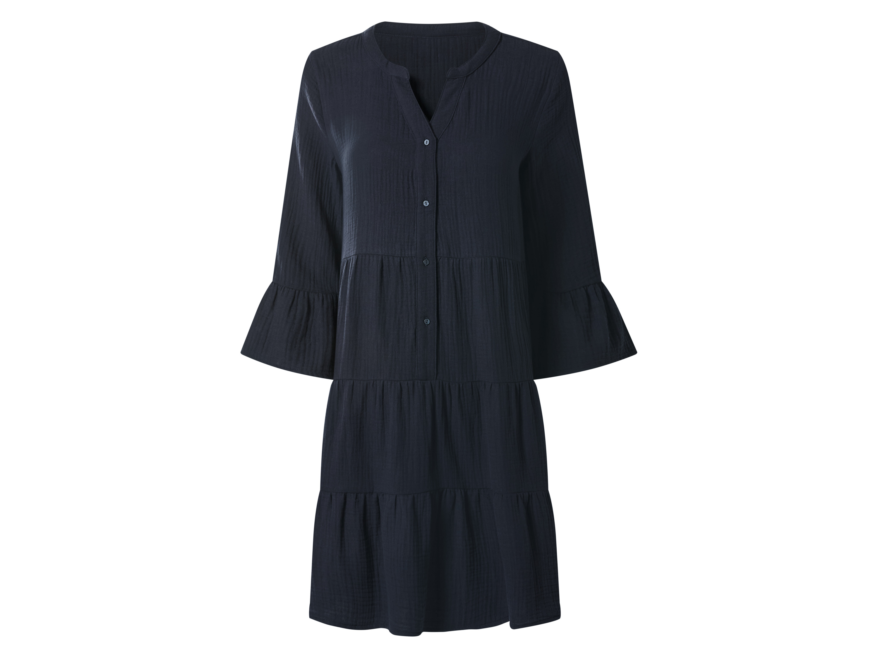 esmara® Dámske mušelínové tunikové šaty (navy modrá, L (44/46))