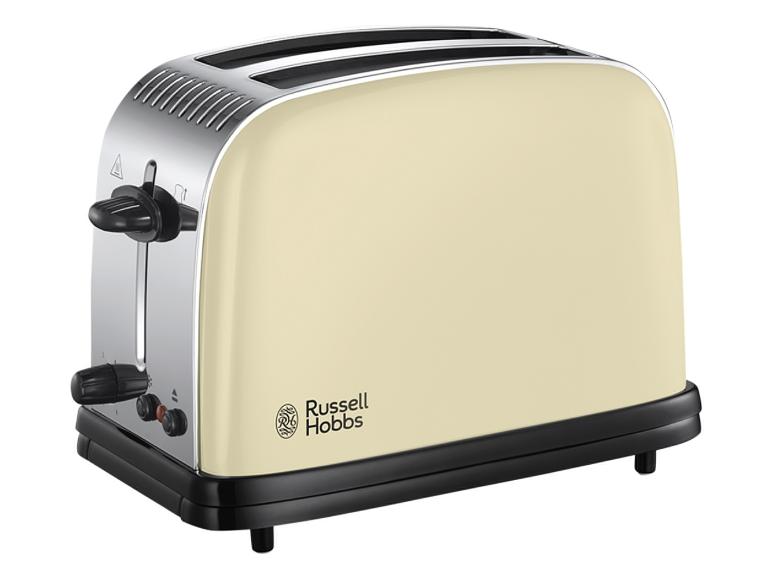 Krémový toastovač Russell Hobbs s dvoma štrbinami.