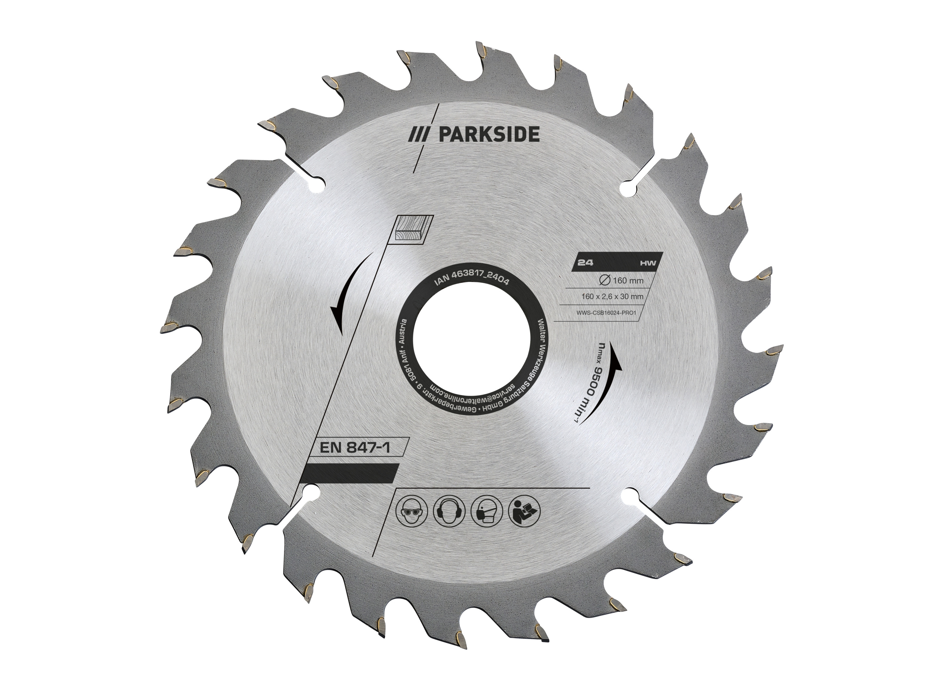 PARKSIDE® Pílový kotúč,  Ø 160 mm (160 mm, drevo, 24 zubov)