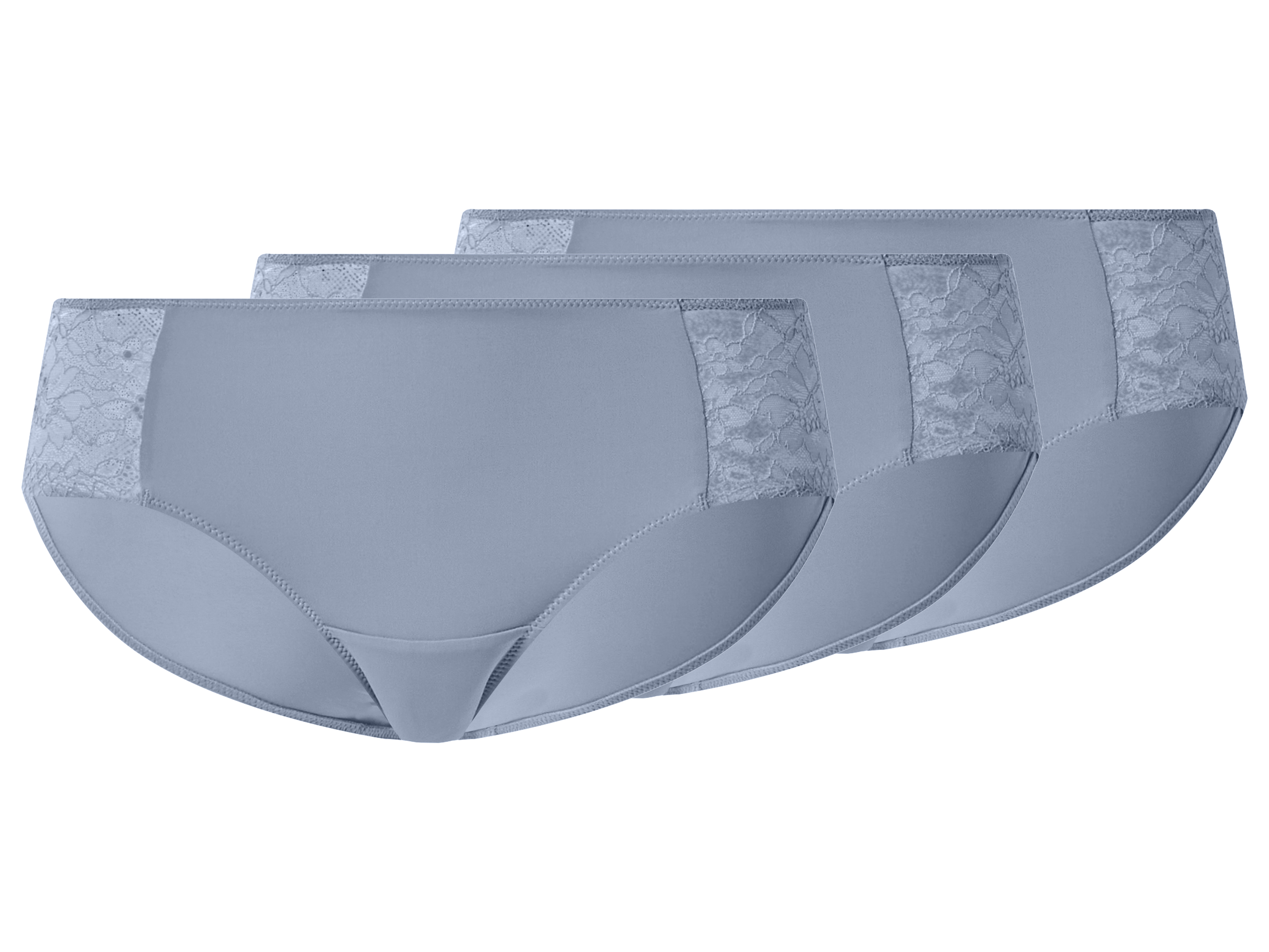 esmara® Dámske bedrové nohavičky s čipkou, 3 kusy (modrá, S (36/38))
