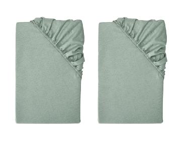 LIVARNO HOME Napínacia plachta z jemného flanelu, zelená, 90 – 100 x 200 cm, 2 kusy